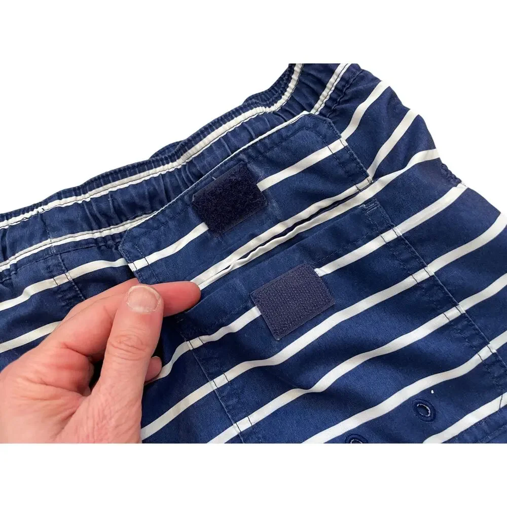 Vineyard Vines Boys Navy Blue Stripe Swim Trunks, Size L (16)